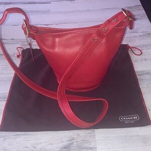 Vintage Coach Maggie Duffle  Red Leather Bag From 1997. Coach E7D-9019 dust bag